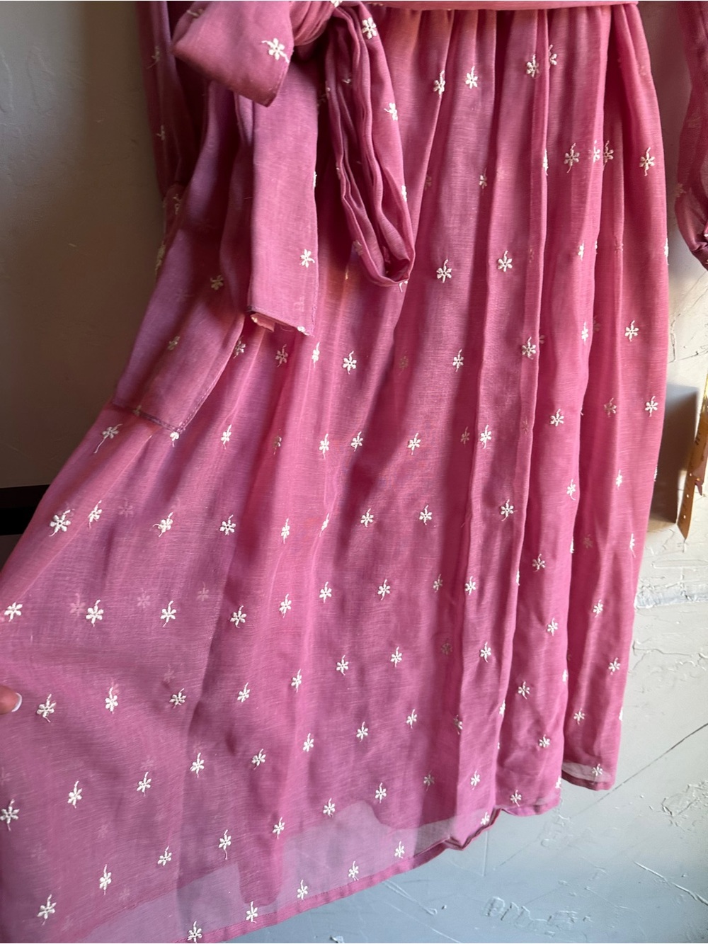 Vintage Pink Prairie Cottagecore Midi Dress NWT Romantic Floral Embroidered USA - Picture 8 of 15